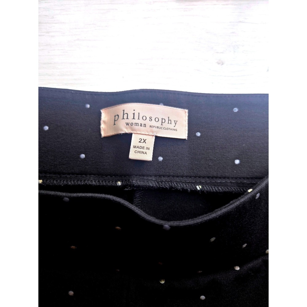Philosophy Republic Clothing Black Silver Polka Dot Leggings Plus Size 2X - Picture 4 of 5
